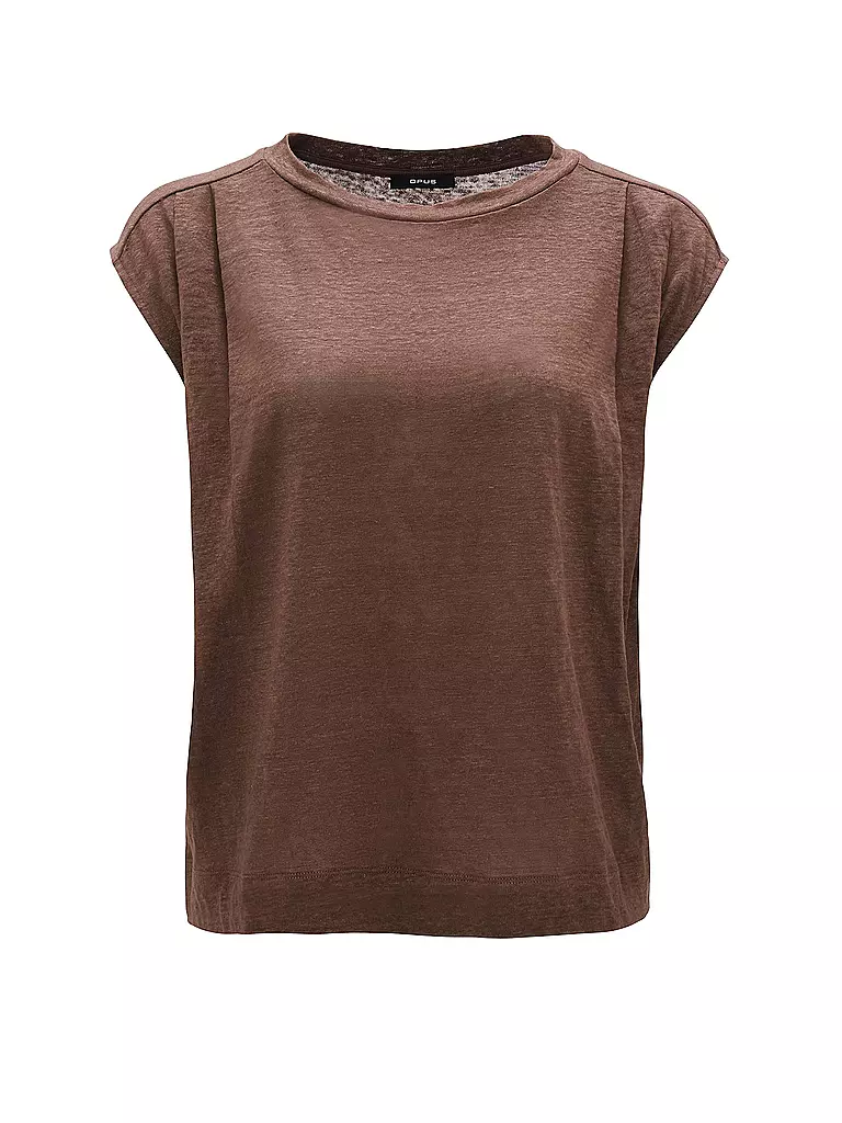 OPUS Leinen T-Shirt SASKINO braun