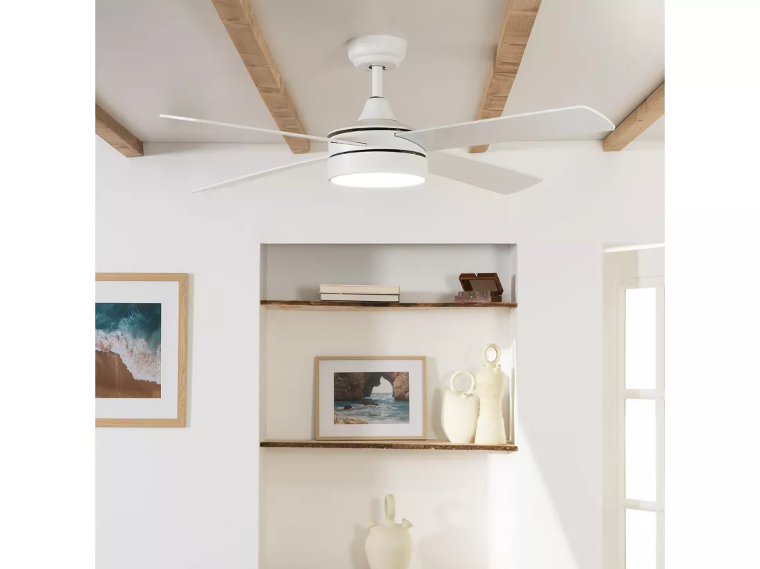 Ventilateur de Plafond Silencieux Timor Blanc 132cm Moteur DC WiFi Blanc