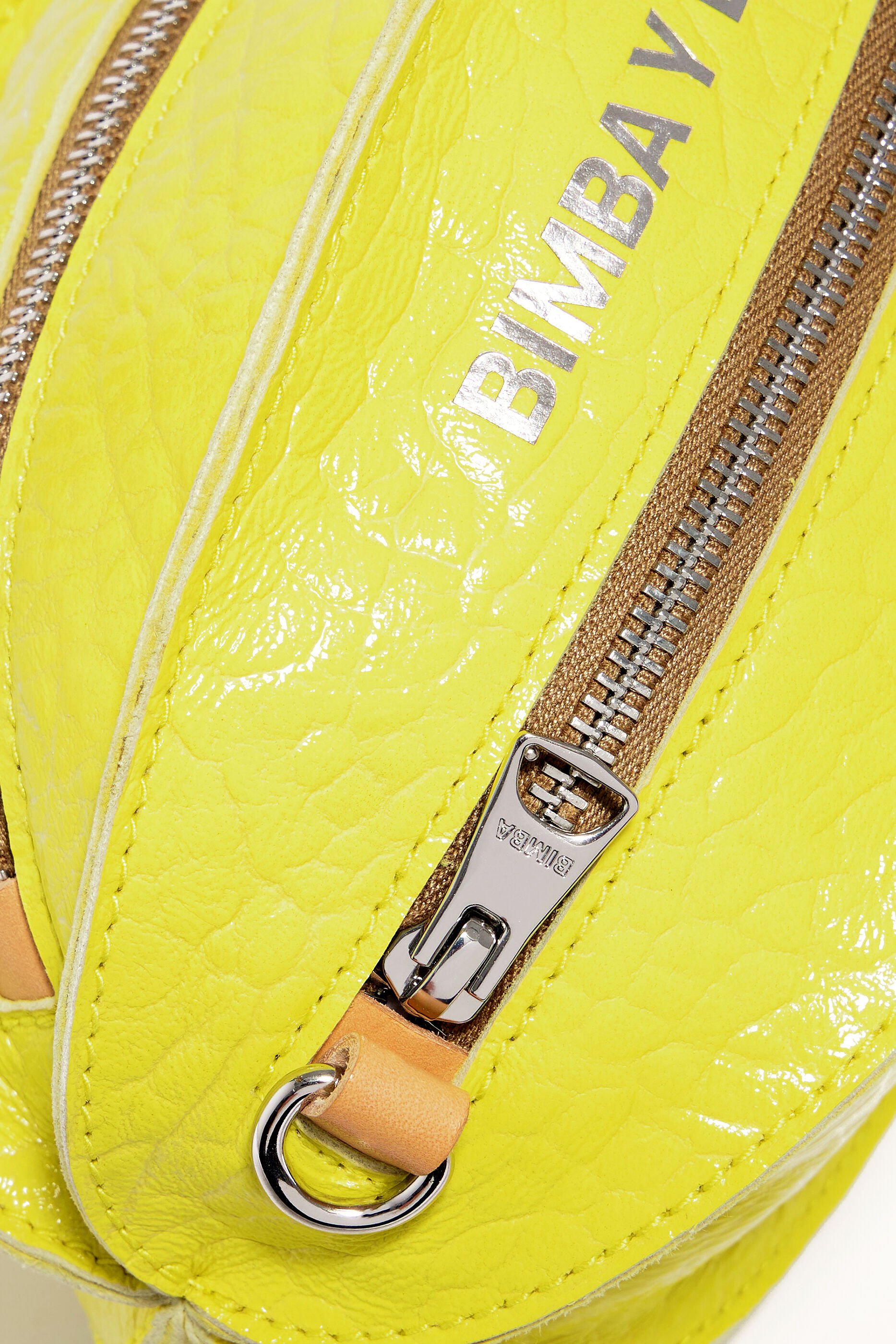 Bolsa Pelota S em couro amarelo