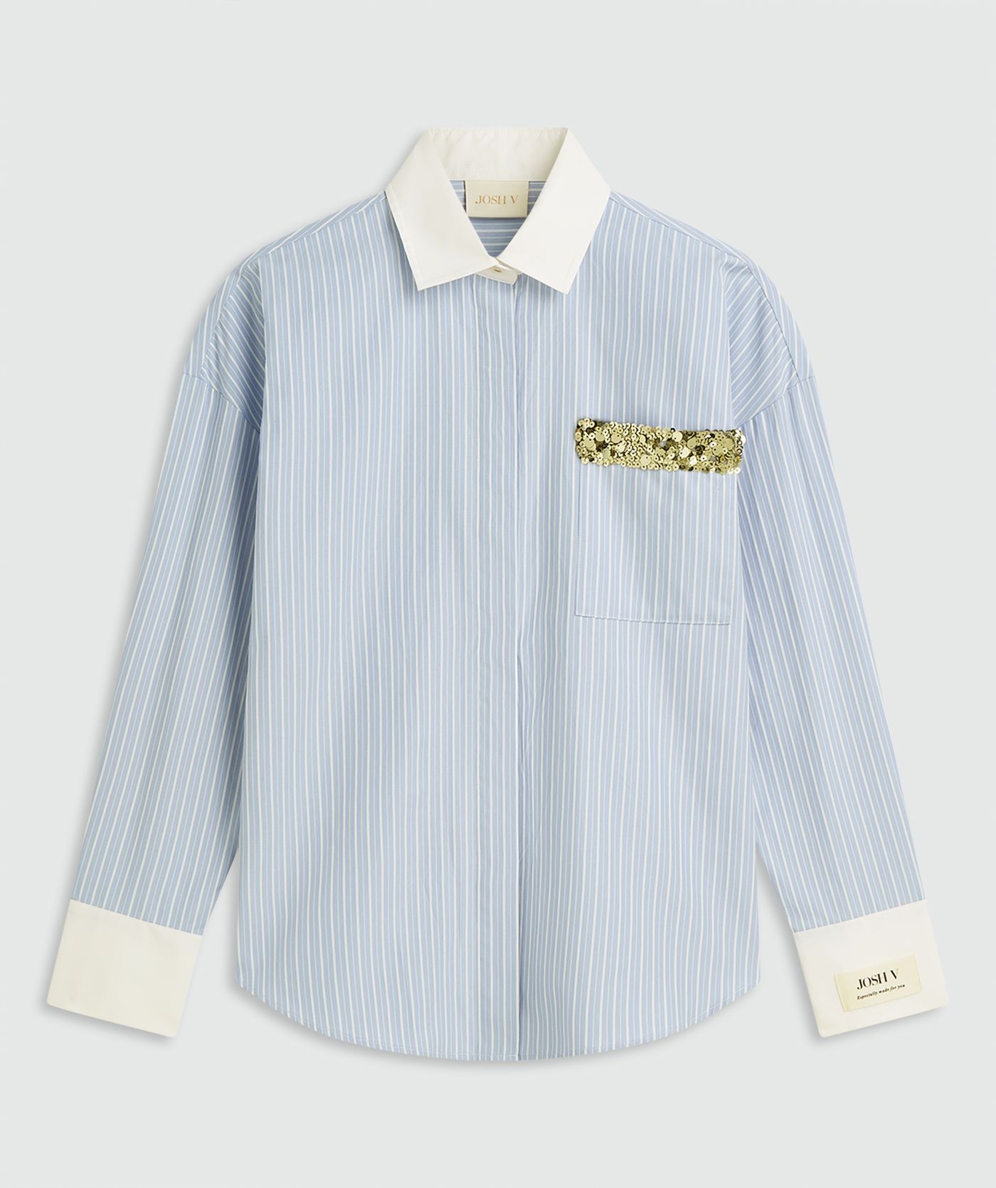 JV-CELESTINE oversized blouse met strepen - powder blue stripe
