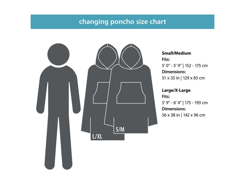 PackTowl Poncho S/M, Blau/Orange, 130 cm x 84 cm Umzieh-Poncho