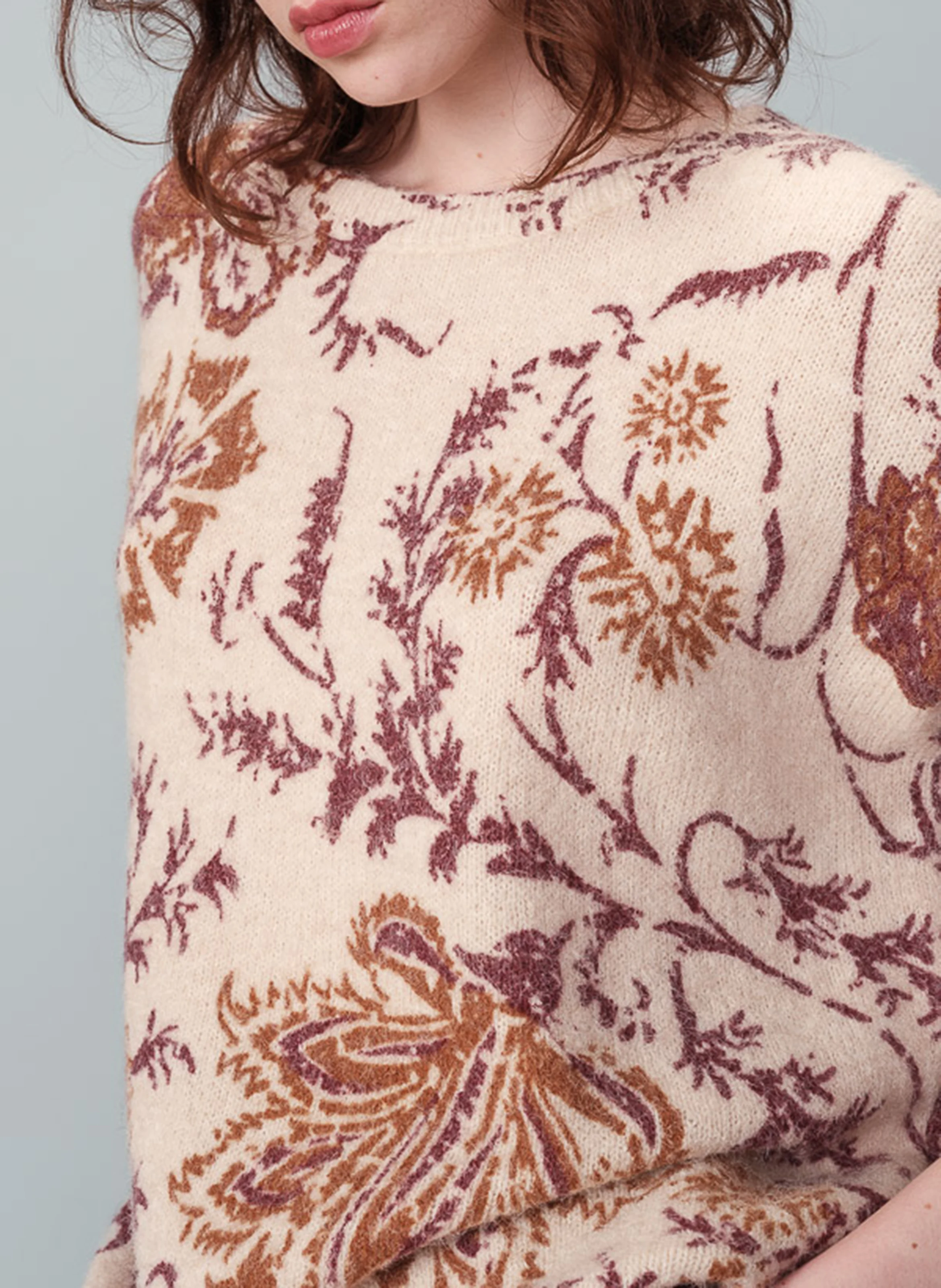 NALA - Pull ample col rond en| Beige