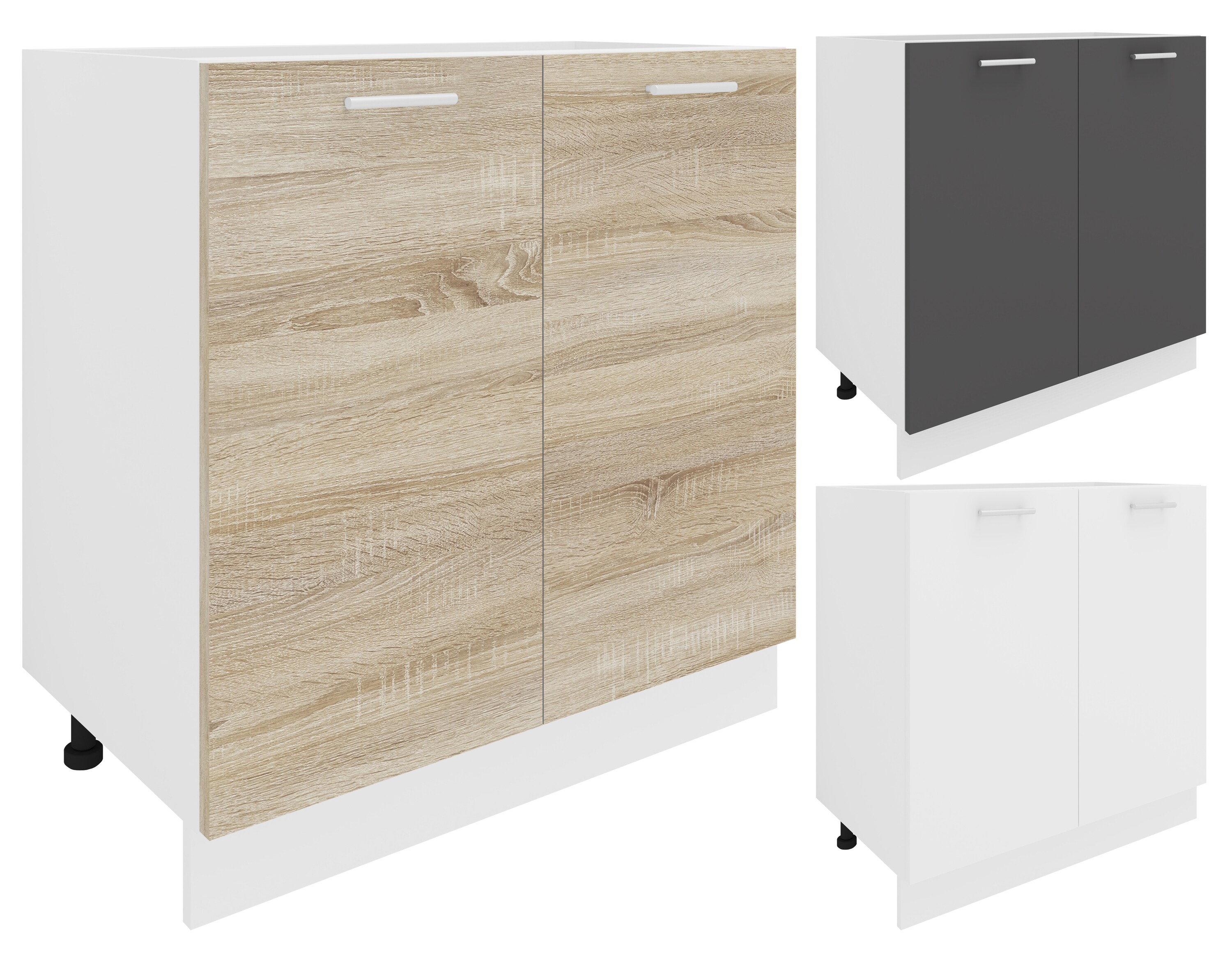 VCM Küchenschrank Breite 80 cm Drehtüren Unterschrank Küche Küchenmöbel Esilo
