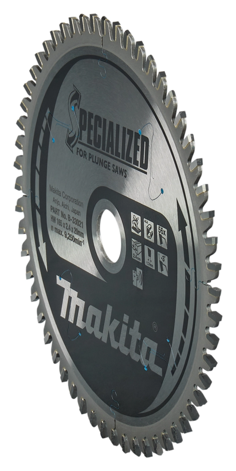 Makita B-33021 Specialized Invalzaagblad - 165 x 20 x 56T - Aluminium