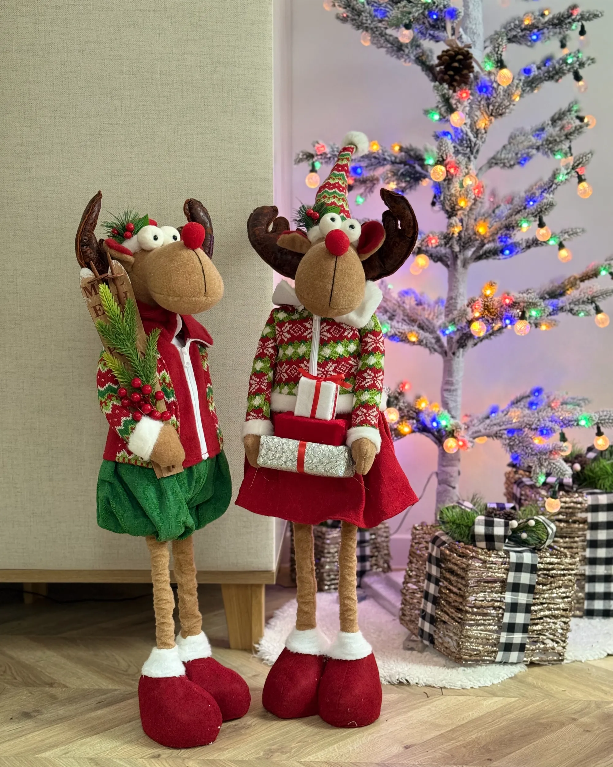 Set van 2 kerstdecoraties ULDALSANA Rendier 66-95 cm Meerkleurig