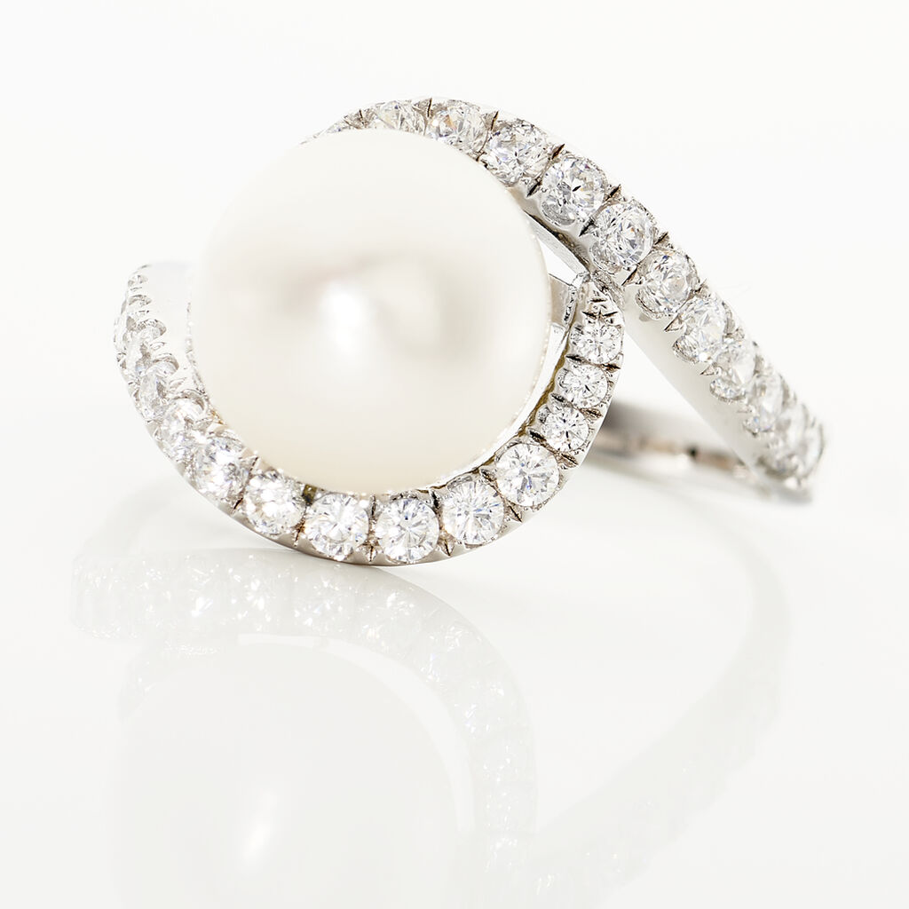 Bague Loris Argent Blanc Perle De Culture Et Oxyde De Zirconium
