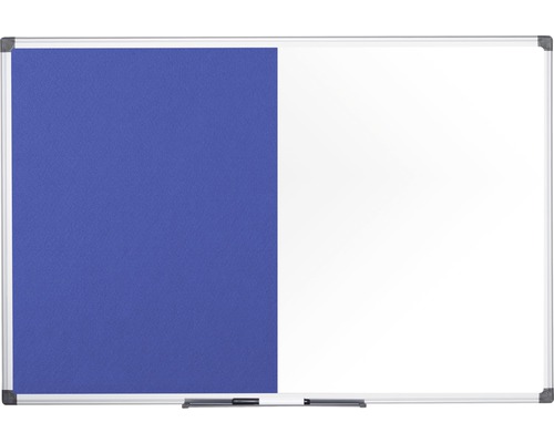 Combinatiebord, vilt- en magneetbord, wit/blauw, 60x45 cm