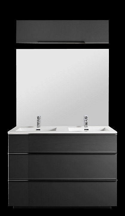 Meuble sous vasque Pamili gris 120 cm + plan vasque en résine