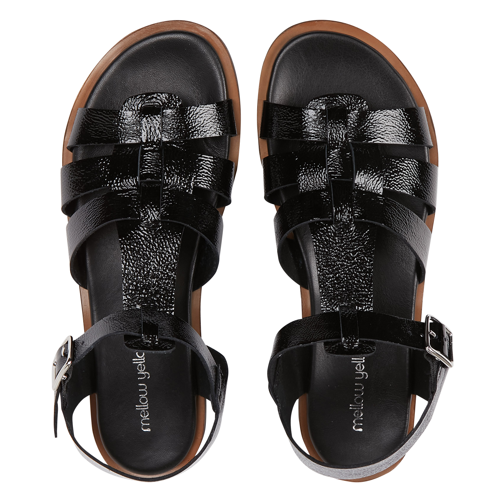 ISADORA - Sandales plates en cuir | Noir