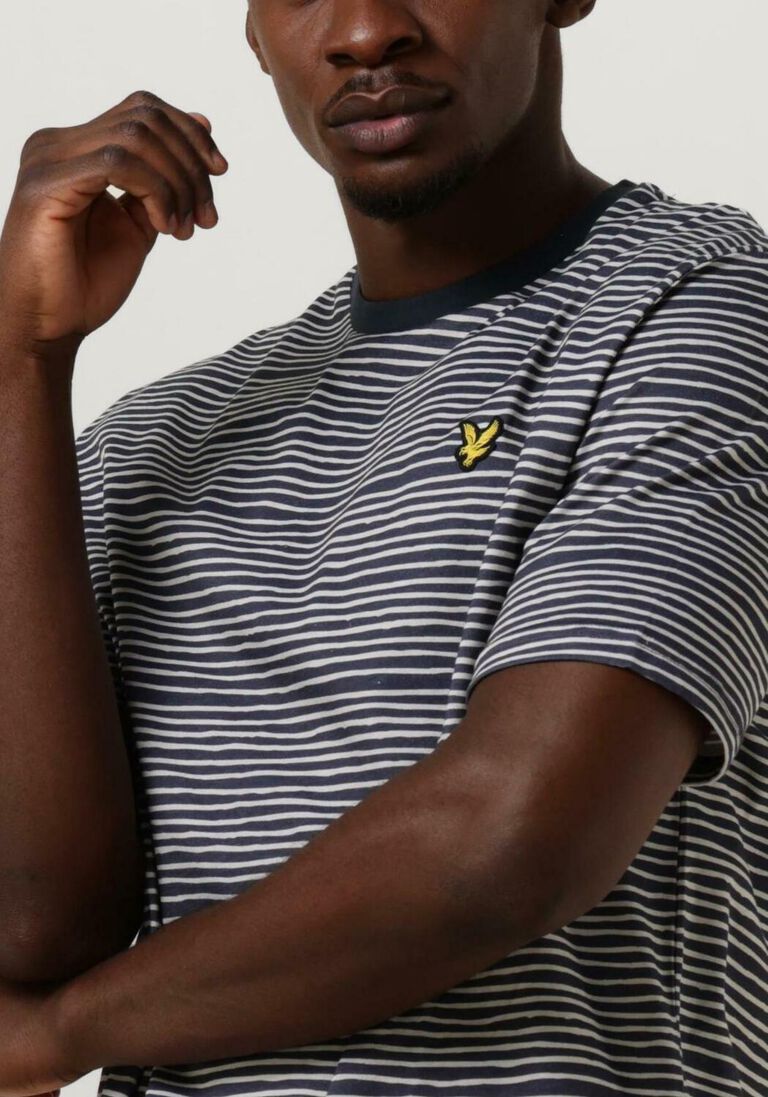 LYLE & SCOTT donkerblauwe lyle & scott t-shirt breton stripe t-shirt