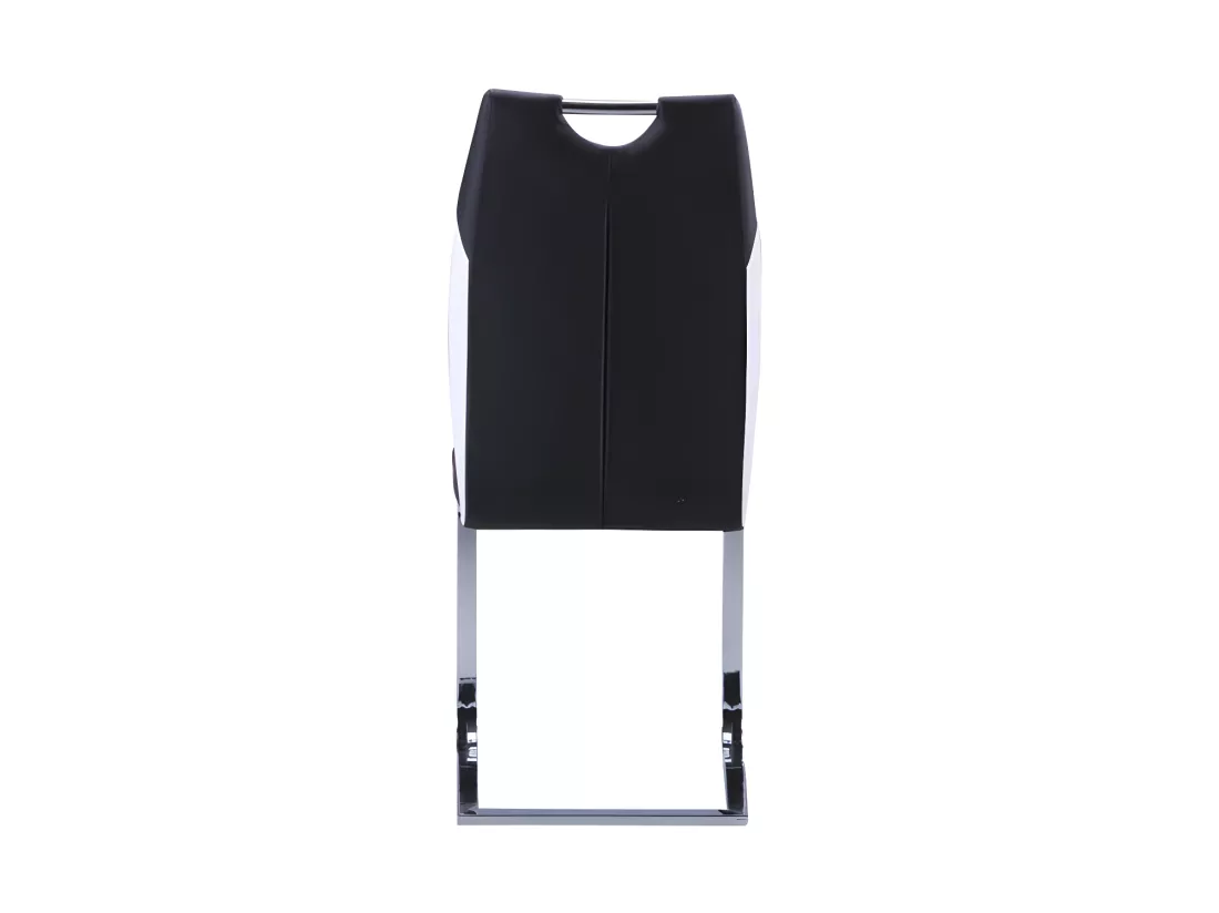 Lot de 4 Chaises WINCH  - Simili Noir & Blanc - Pieds en métal chromé