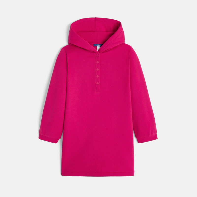 Robe sweat-shirt à capuche rose fille