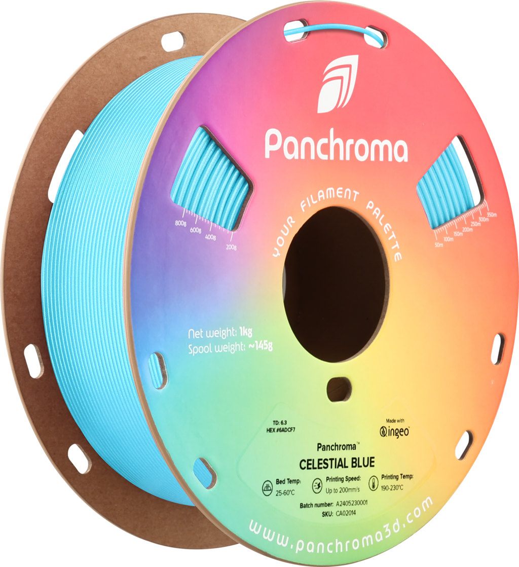 Polymaker  Panchroma™ PLA Celestial Blue, 1,75 mm / 1000 g    Pastellfarbener Glanz in Blau
