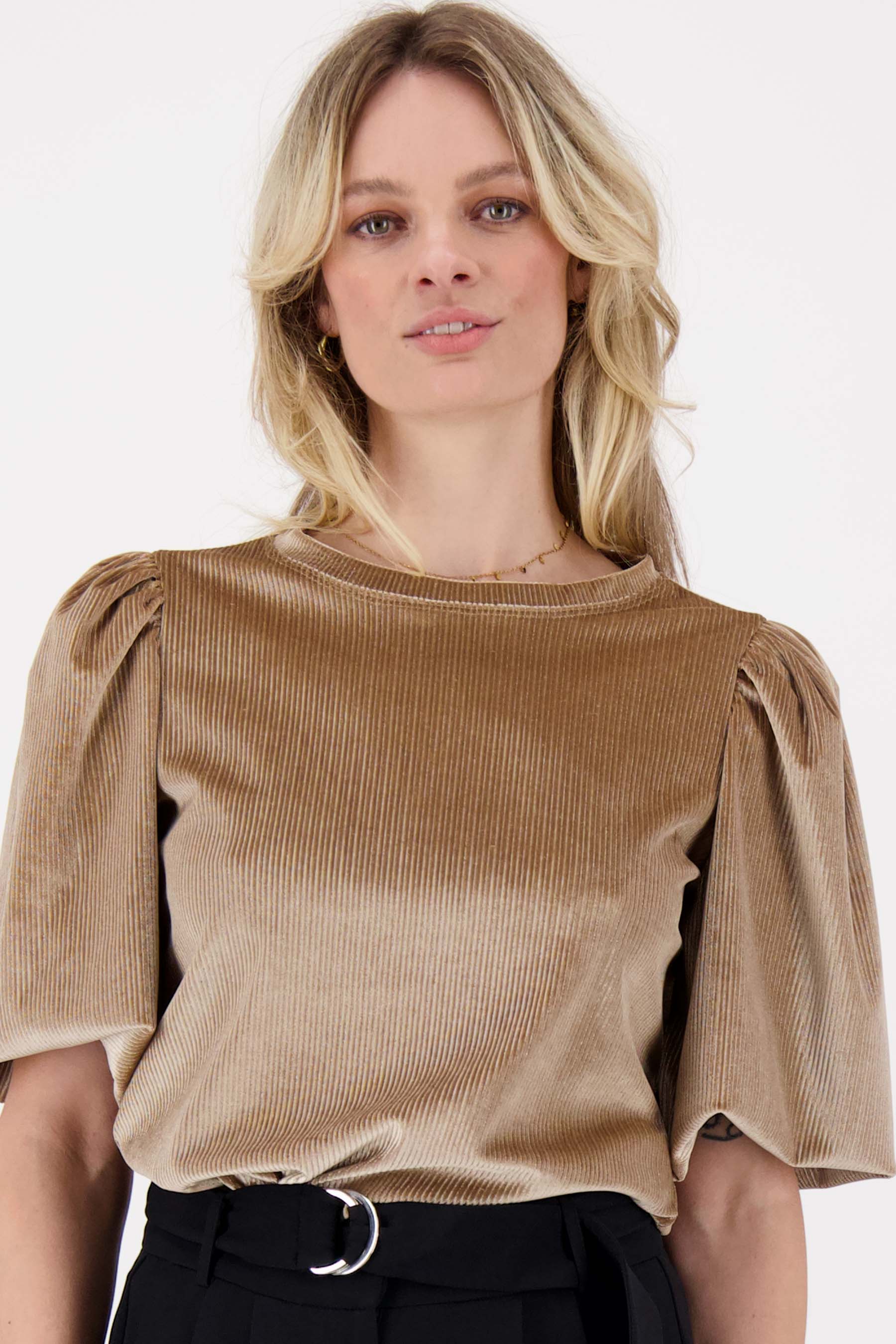 rib velour pofmouw top