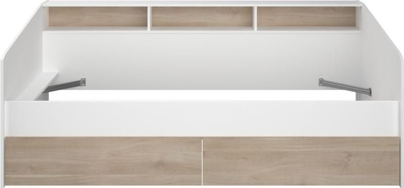 Lit banquette couchage 90x200 avec tiroirs et niches Sleep