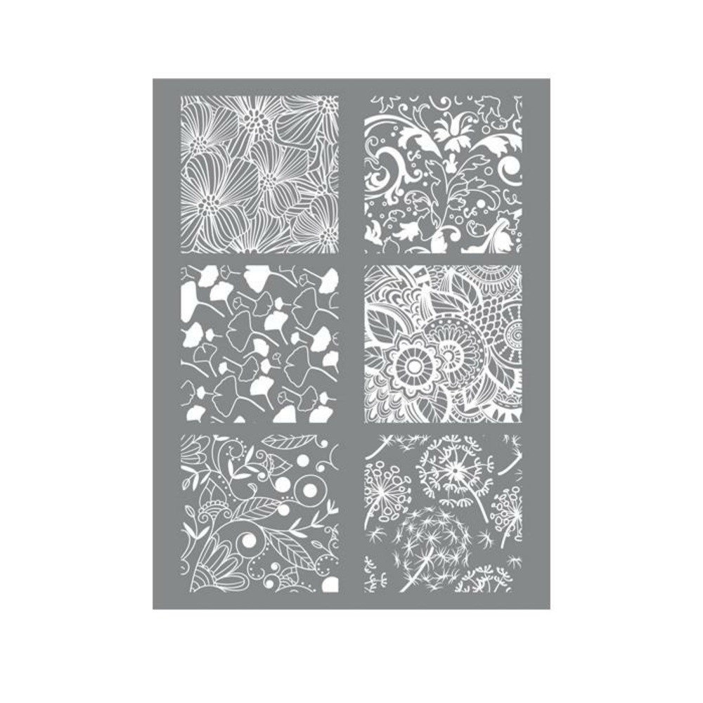 Pochoir pâte polymère floral 11,4 x 15,3 cm