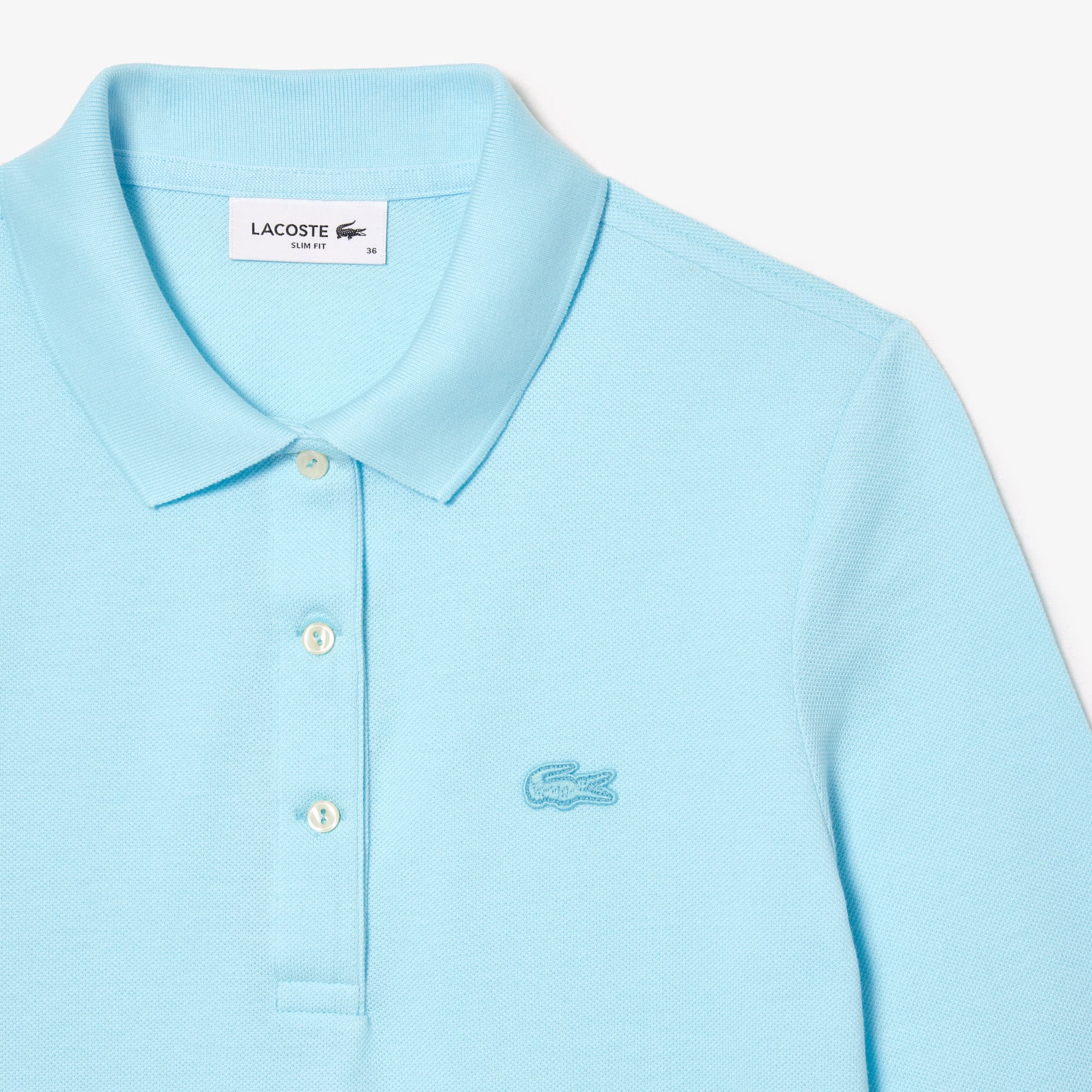 Polo Lacoste slim fit à manches trois-quarts en coton souple Manches Courtes - Bleu - Lacoste - Femme