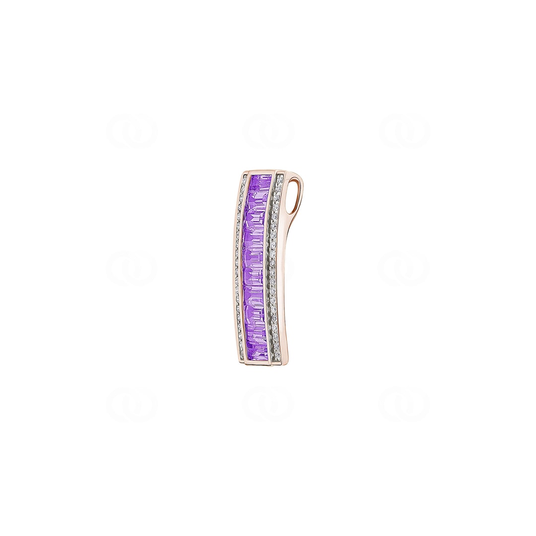 Anhänger 750/18 K Roségold mit Amethysten & Diamanten 0.15 ct H/si