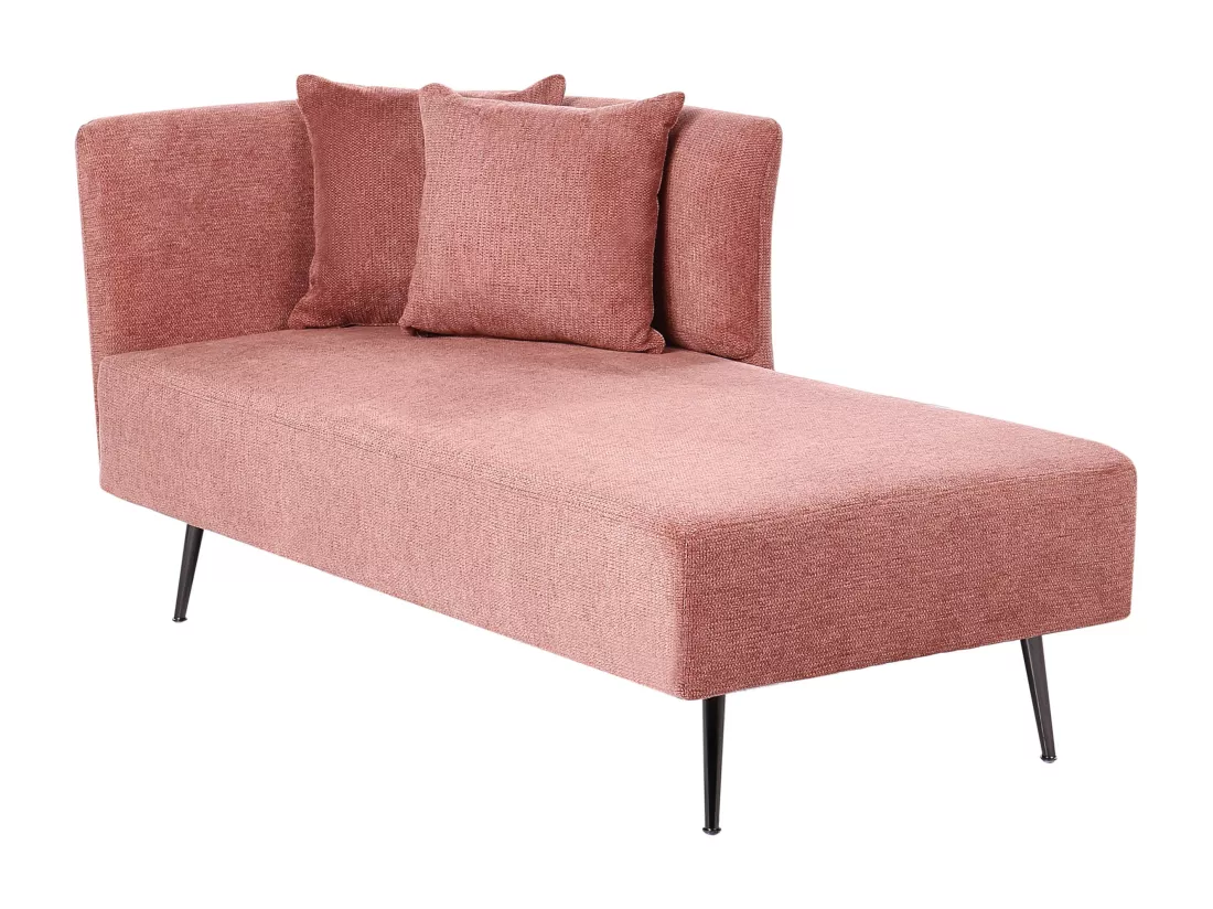 Chaise longue côté droite en tissu rouge RIOM