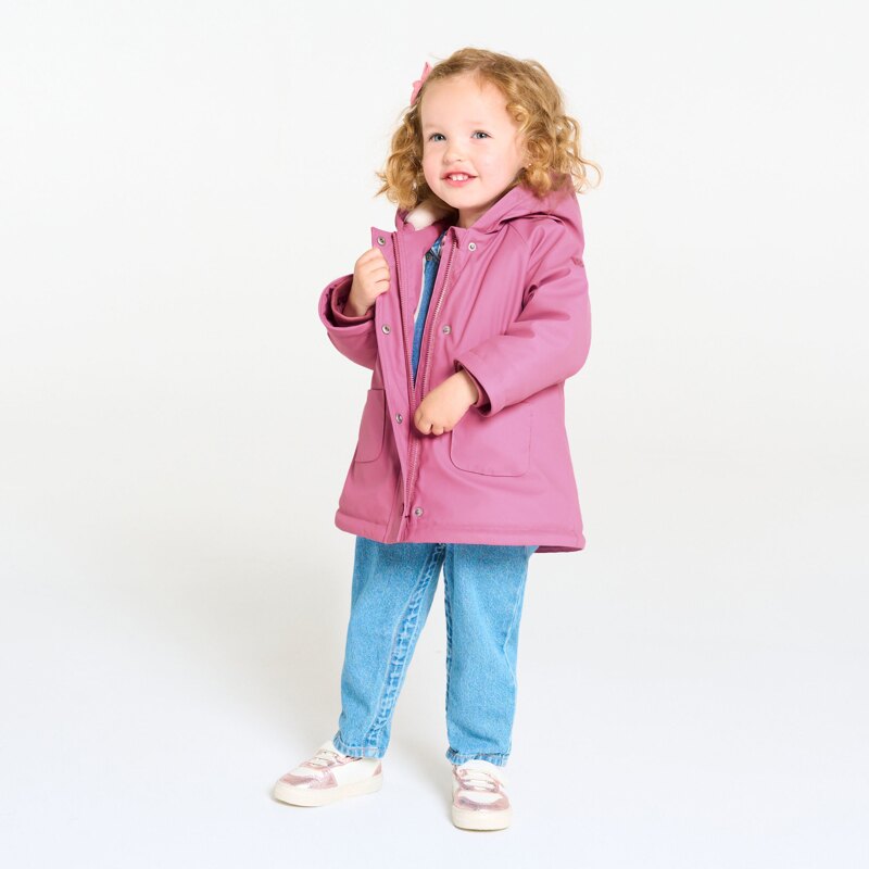 Parka déperlante doublée à capuche rose bébé fille Mauve Violet