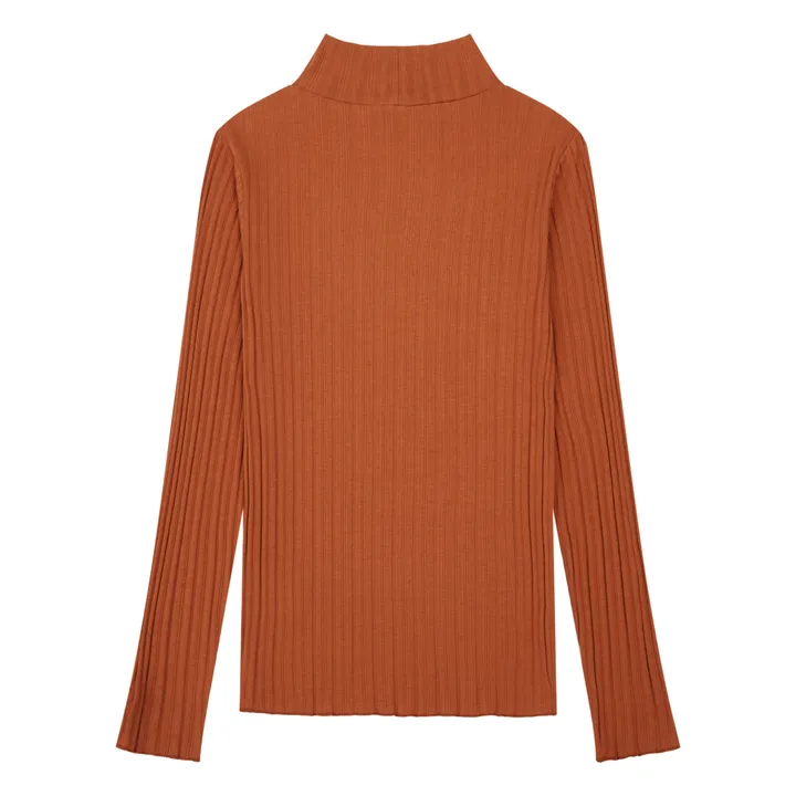SMALLABLE BASICS Sous Pull Femme Cotelé Coton Bio | Noisette