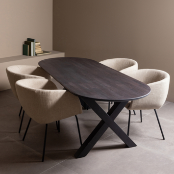 WOOOD tafelblad Tablo ovaal mid brown 24 mm 220x90 cm