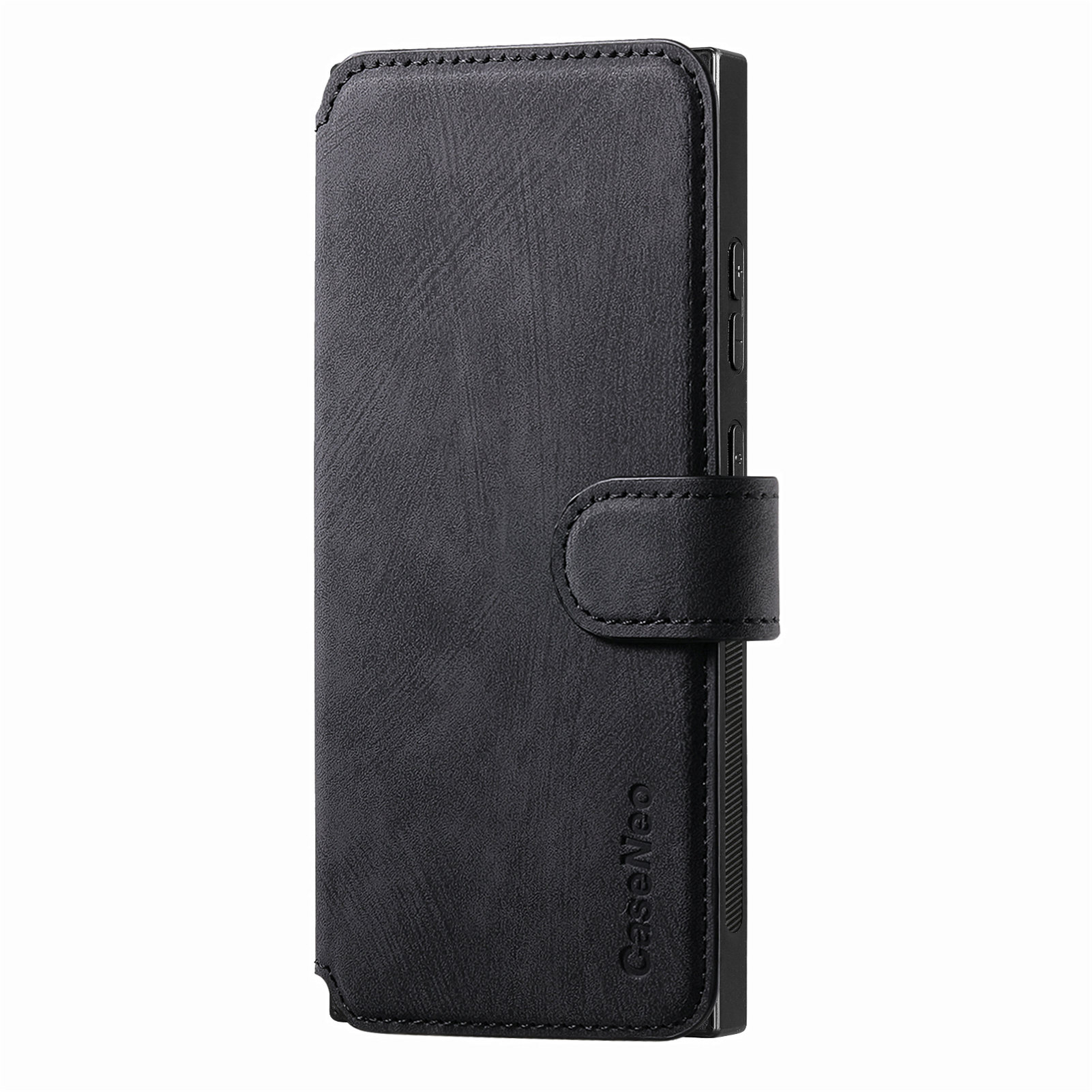 Samsung Galaxy S25 Ultra Leder Case Schutzhülle   Abnehmbare Tasche inkl. Kartenfächer MagSafe-Modul - Schwarz