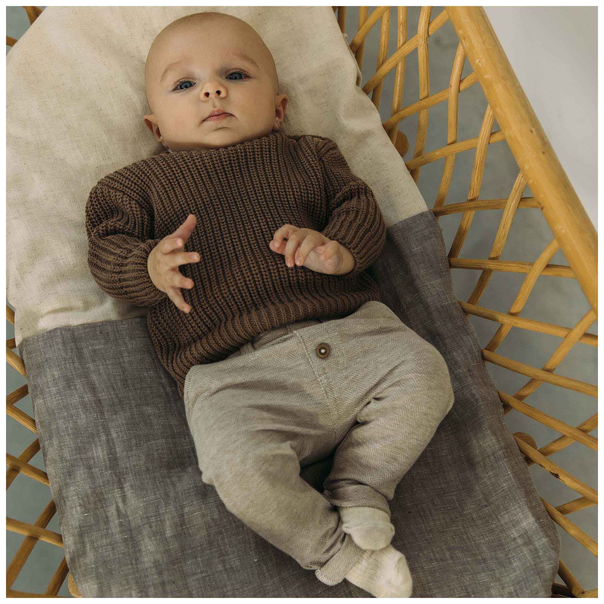 Sweet Petit baby trui Charlie lange mouwen effen taupe