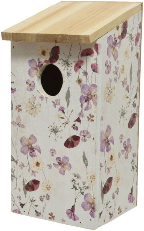 Nestkast - Bloemenprint - Hout - 12 x 13,5 x 26 cm