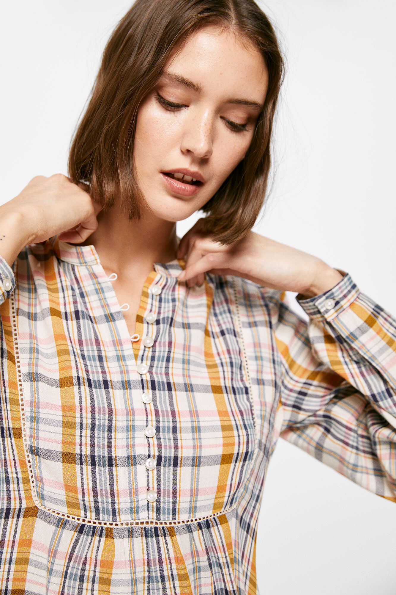 Blusa xadrez com botões