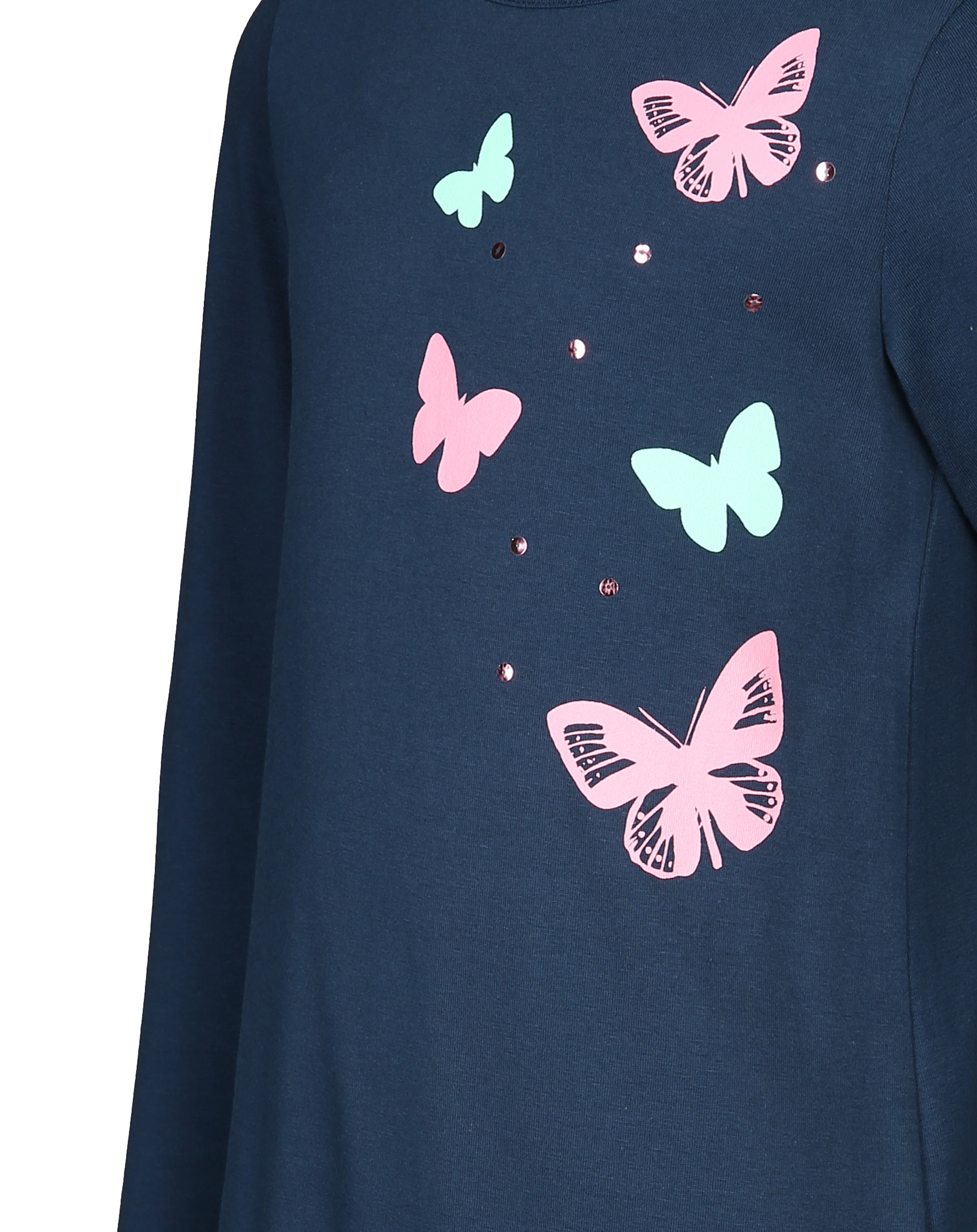 Langarmkleid SCHMETTERLINGE mit Pailletten in dunkelblau
