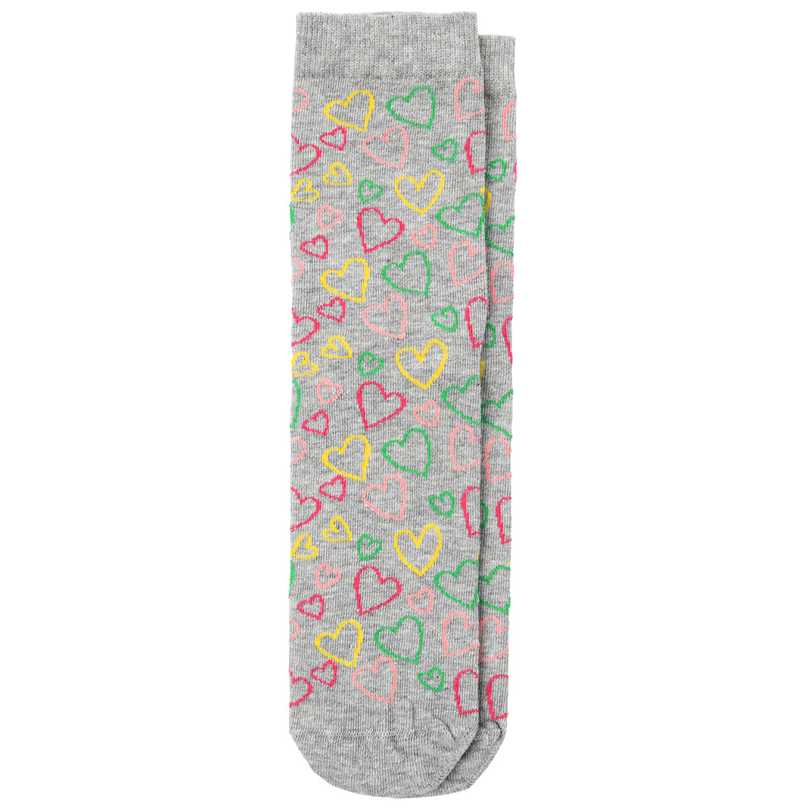 Gina Benotti 1 Paar Damen Socken mit bunten Herzen hellgrau