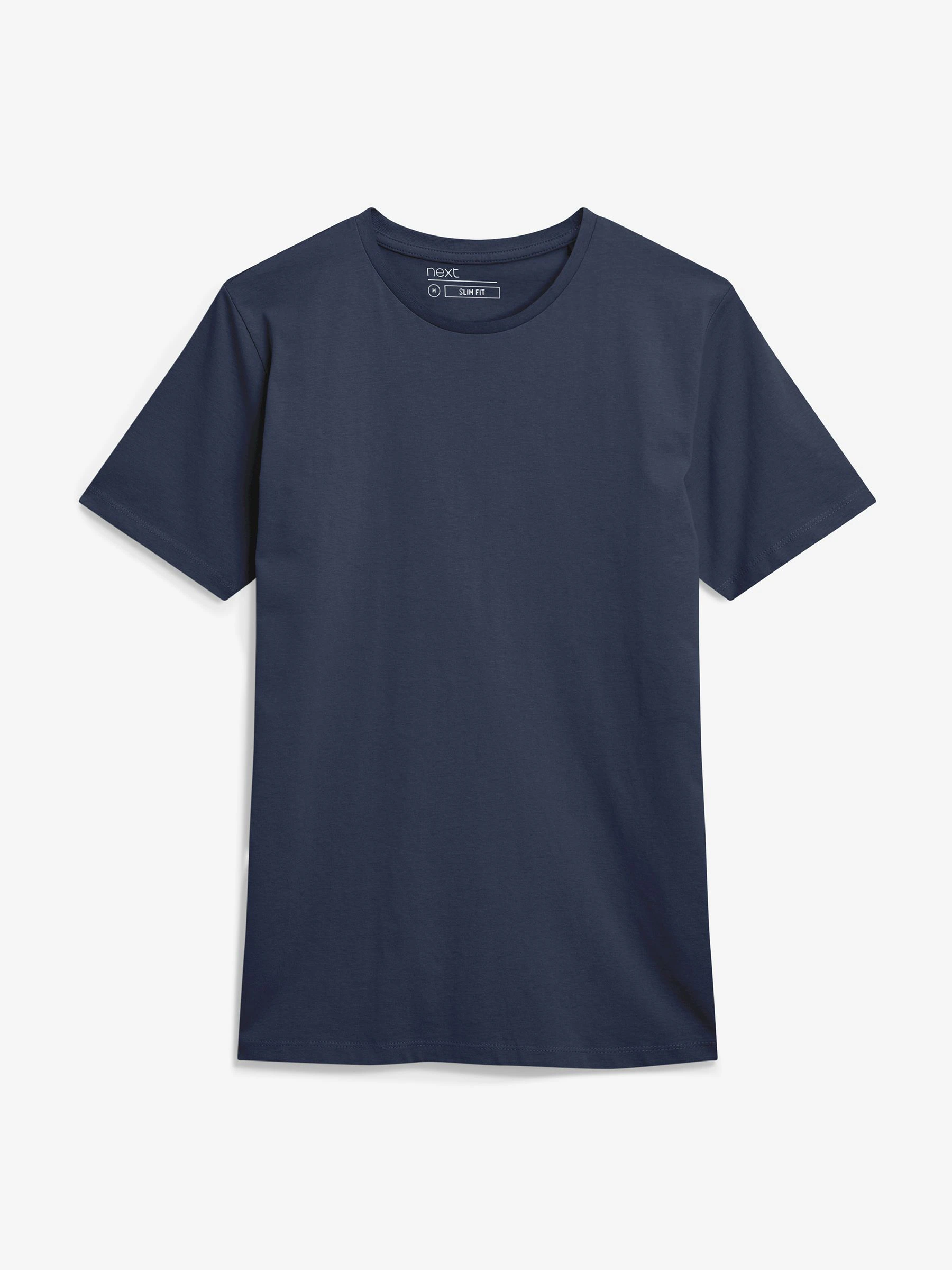 Marineblauw - Slim Fit - Essentieel katoenen T-shirt met ronde hals