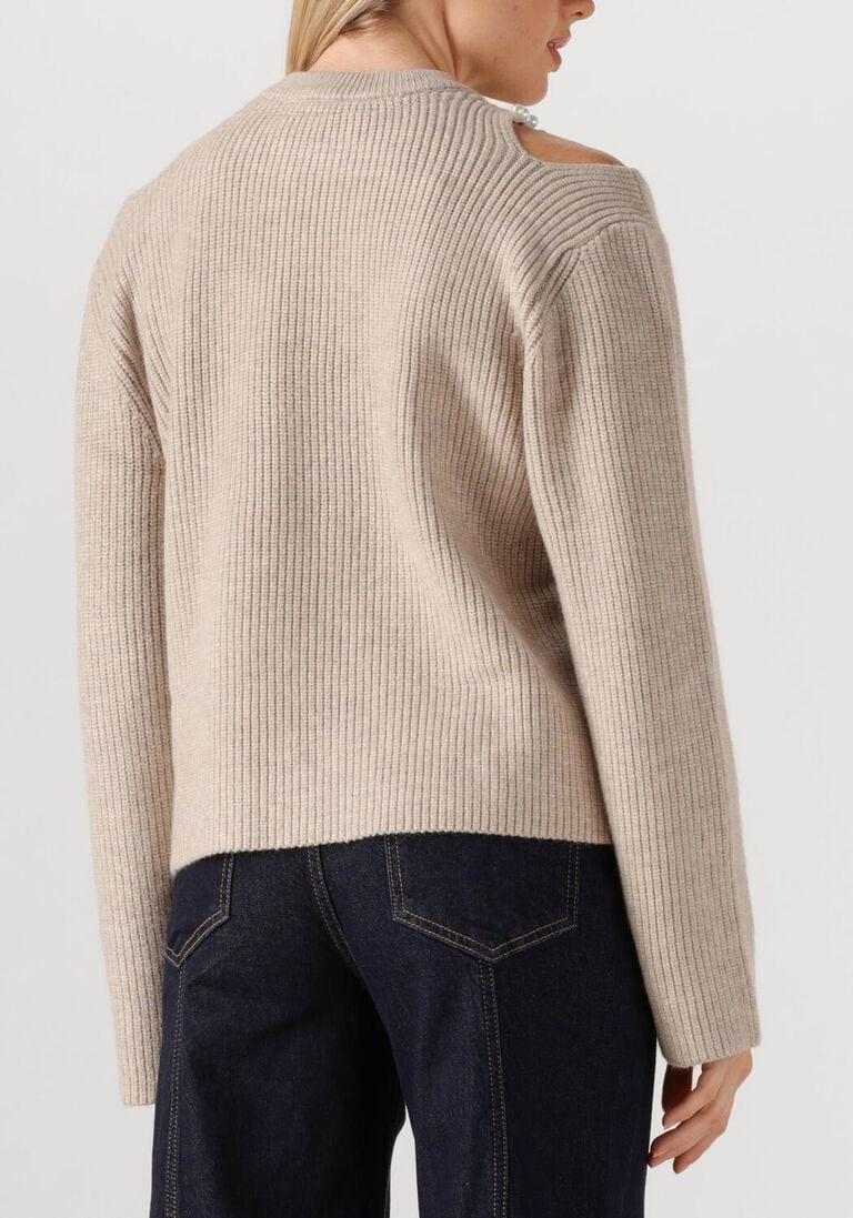 beige co'couture trui row rib pearl knit