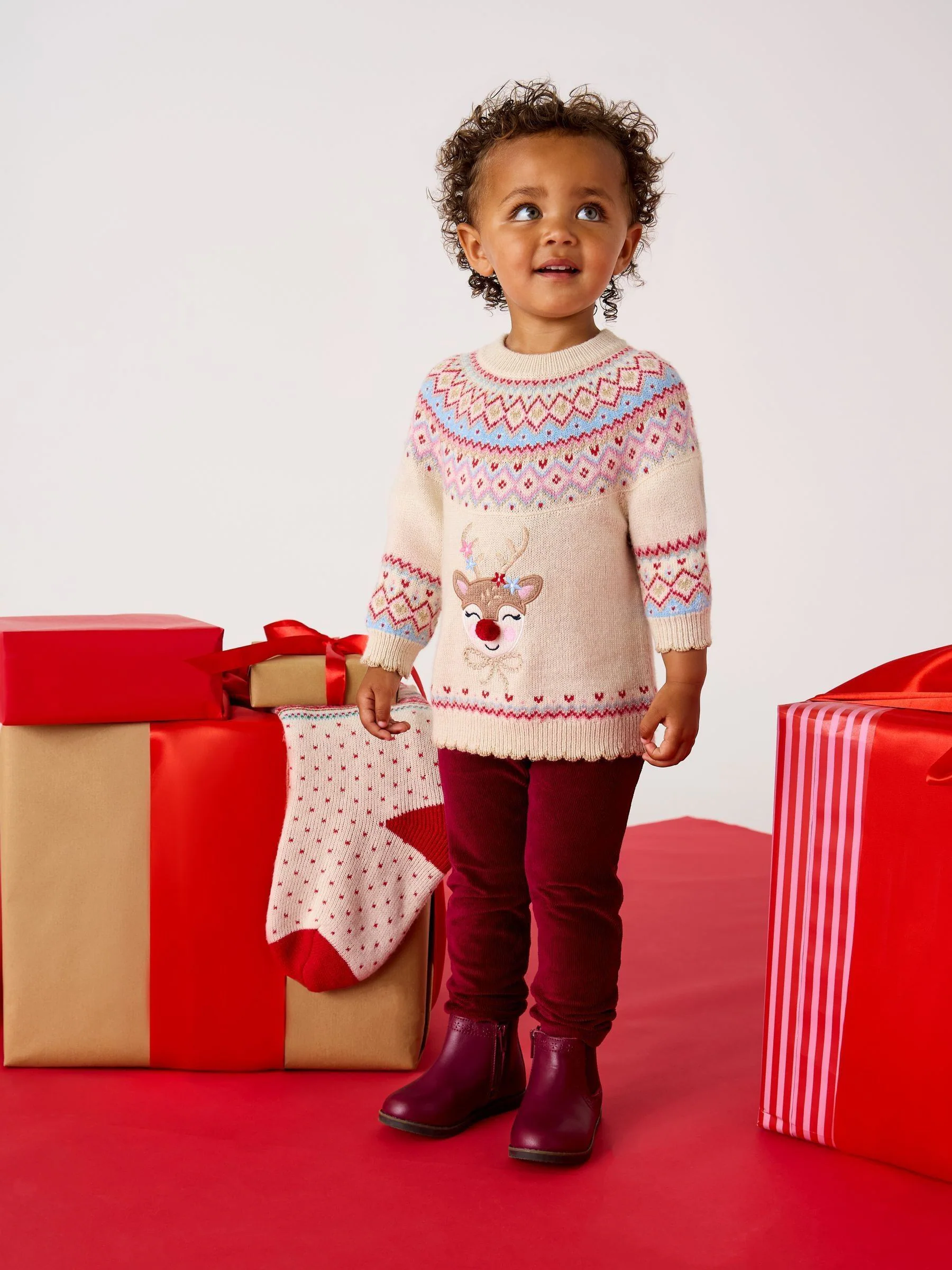 JoJo Maman Bébé - Trui met fairisle-borduursel en rendier