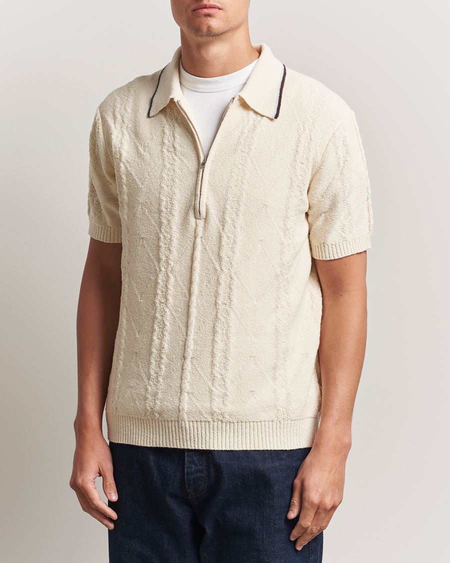 NN07 Gustav Bouclé Half Zip Polo Ivory