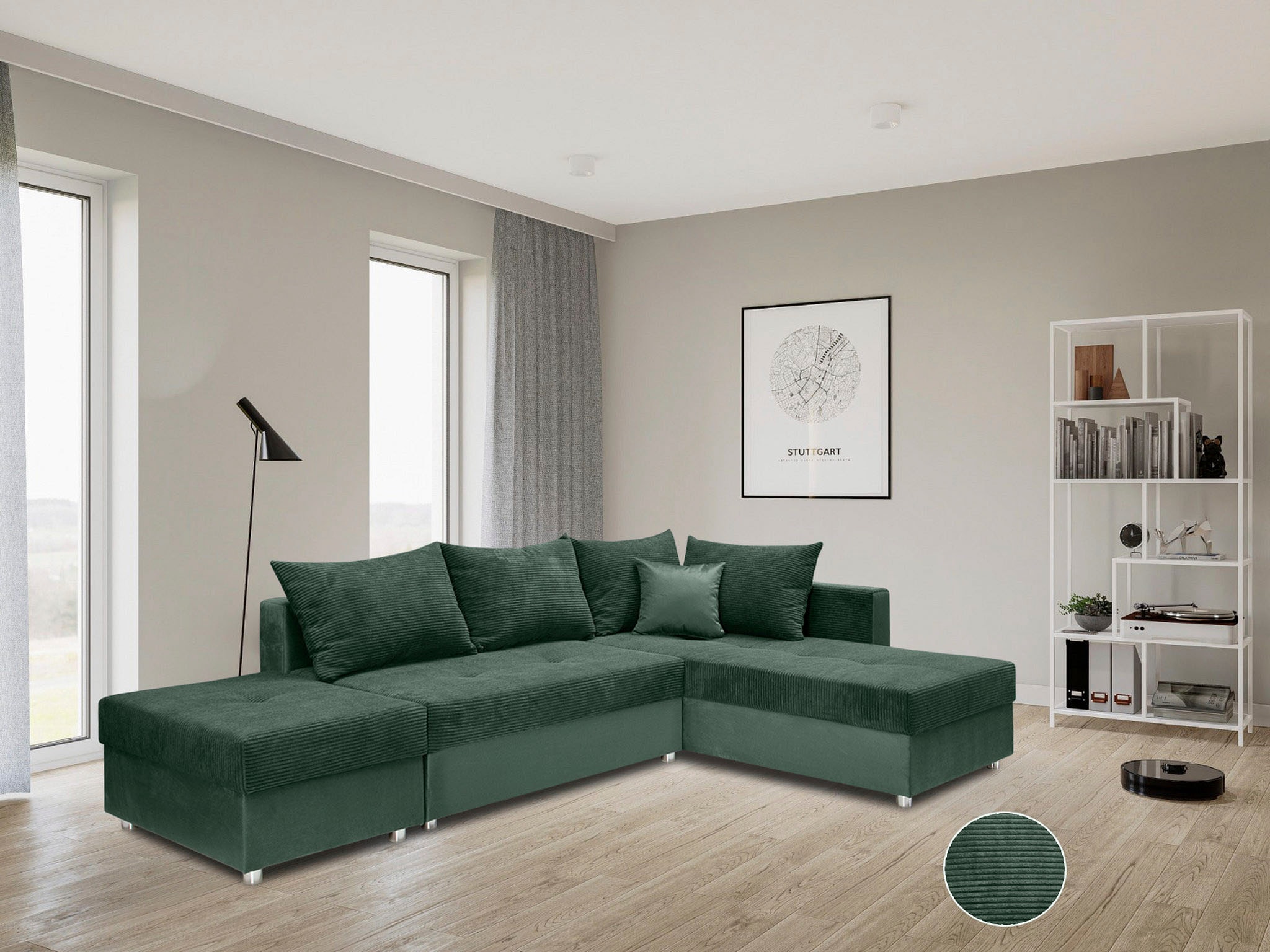 COLLECTION AB Ecksofa »Italia L-Form« mit Bettfunktion und Bettkasten, in Cord-Samt Mix