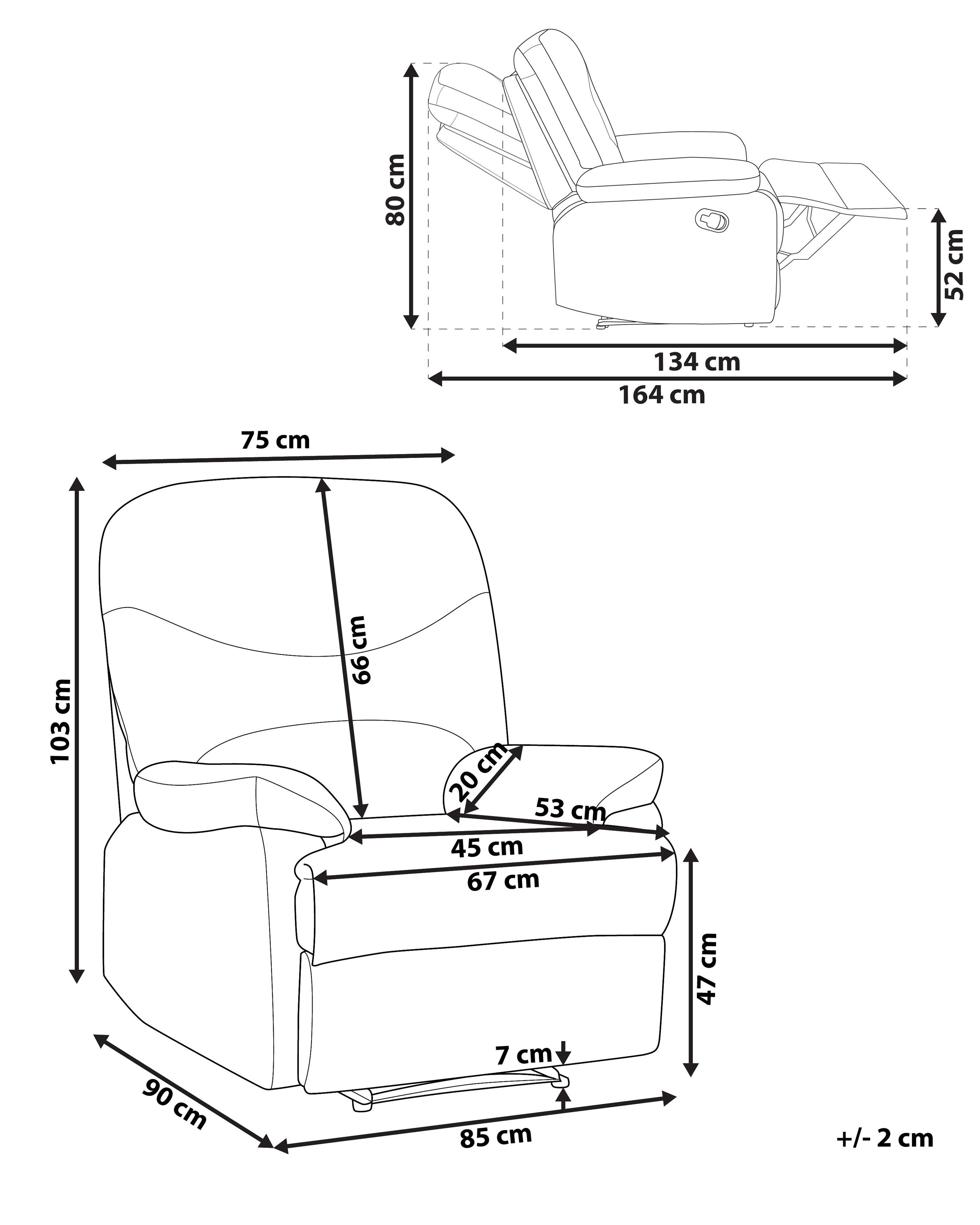 Relaxfauteuil ESLOV inclusief voetensteun Fluweel Grijs
