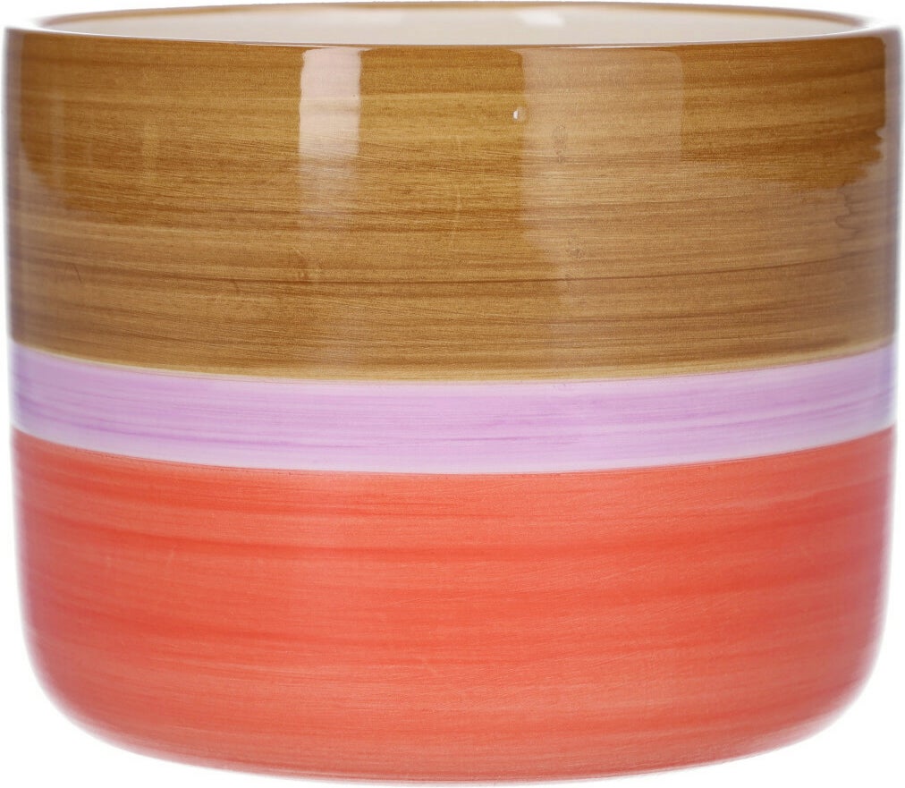 Duif bloempot Cose bruin / roze / rood D 10,5 H 9,8 cm