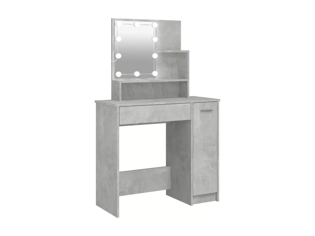 Coiffeuse avec LED Gris béton 86,5x35x136 cm