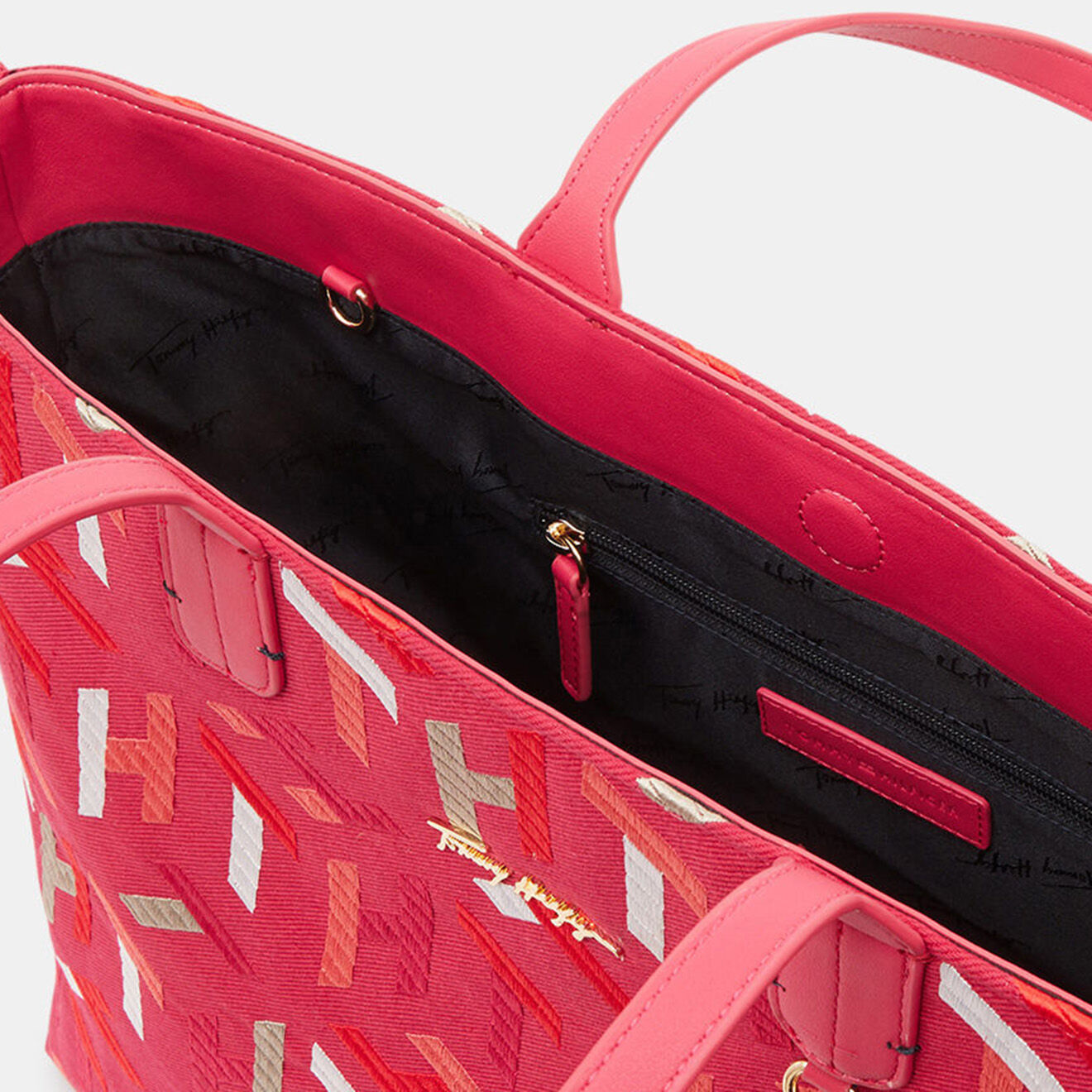 Tommy Hilfiger Sac cabas Monogrammes brodés rose - 46x31x15 cm