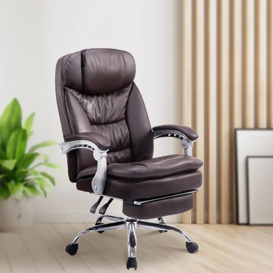 CLP Bureaustoel XL Troy chroom Frame - Kunstleer - bruin