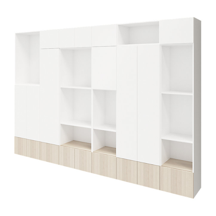 Meuble de rangement semi ouvert blanc et effet chêne GoodHome Atomia H. 262,5 x L. 375 x P. 47 cm