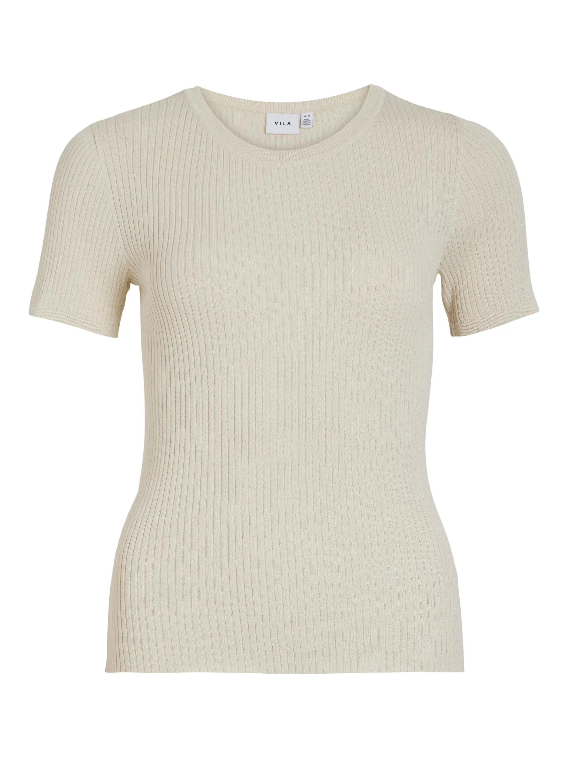 Vila  Viisla ribstrikket t-shirt - Birch
