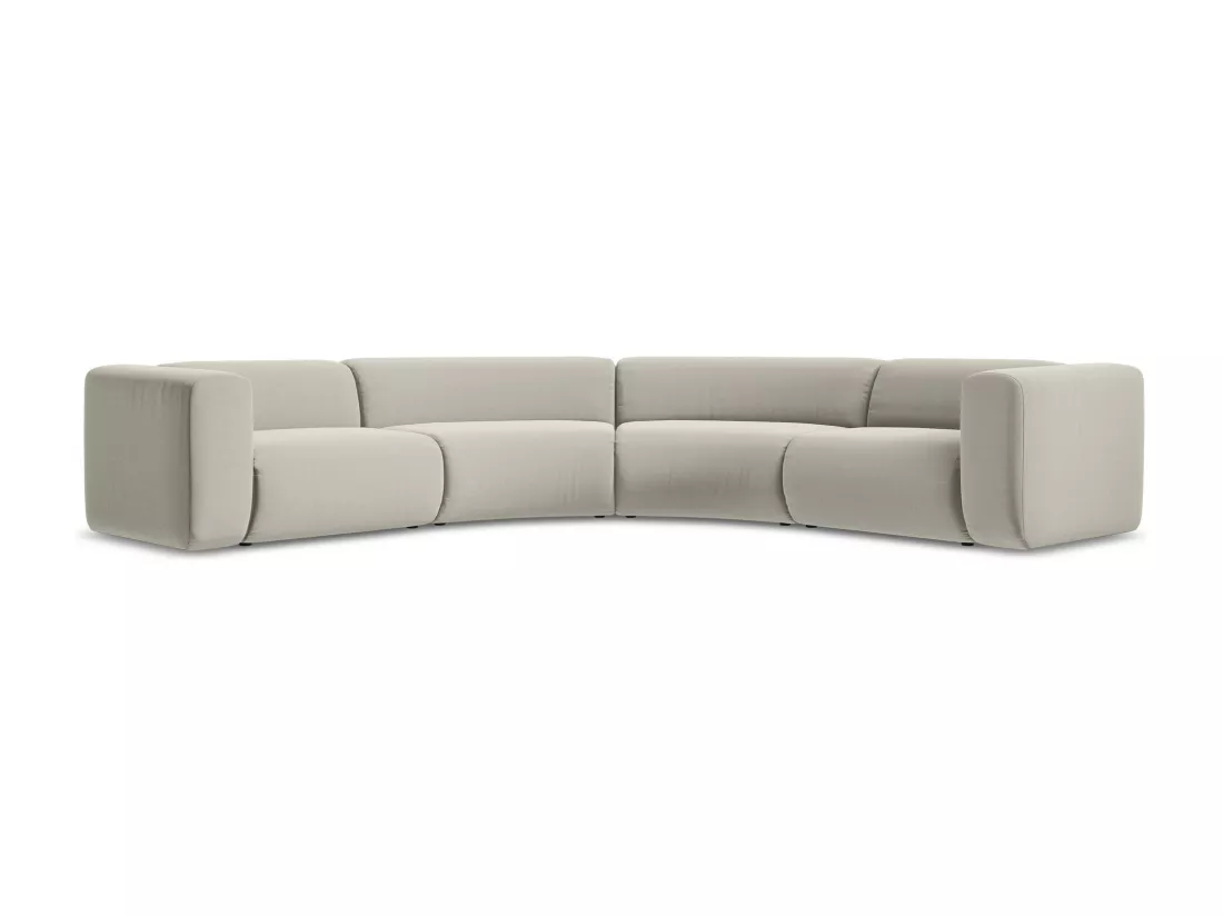 Canapé d'angle modulable en velours - perle - EKAHI