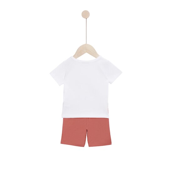 Escapade au Soleil T-shirt manches courtes + Bermuda   Blanc et Rouge        de               Marèse