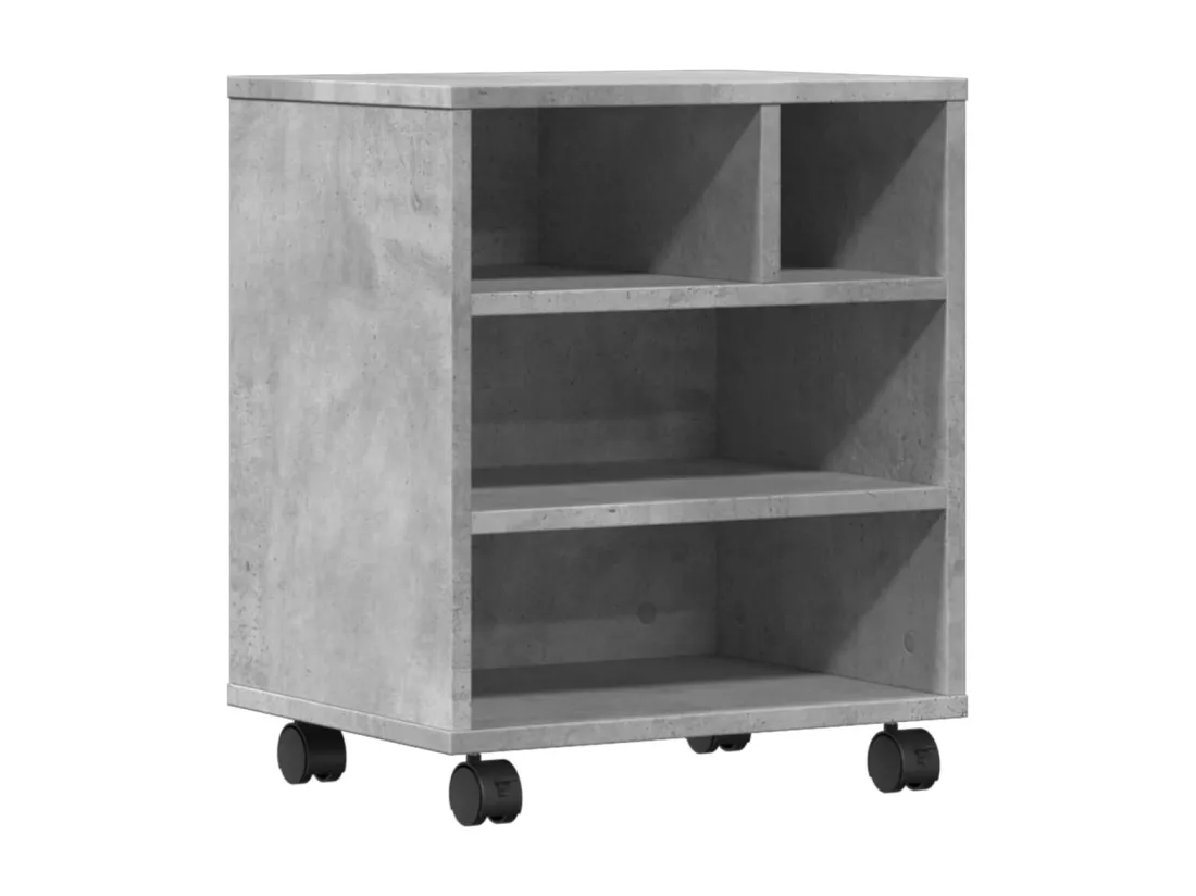 Support d'imprimante avec roulettes gris béton 41x32x48 cm