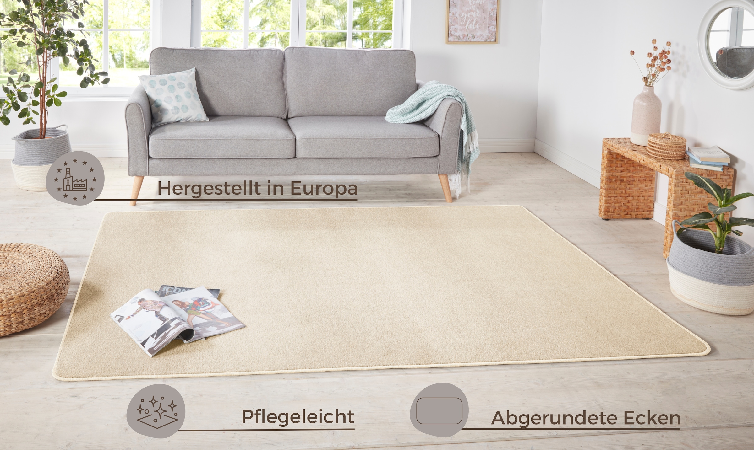 HANSE Home Teppich »Shashi« rechteckig 8,5 mm Höhe Kurzflor, Unifarben, Läufer, weich, Esszimmer, Kinderzimmer, Flur