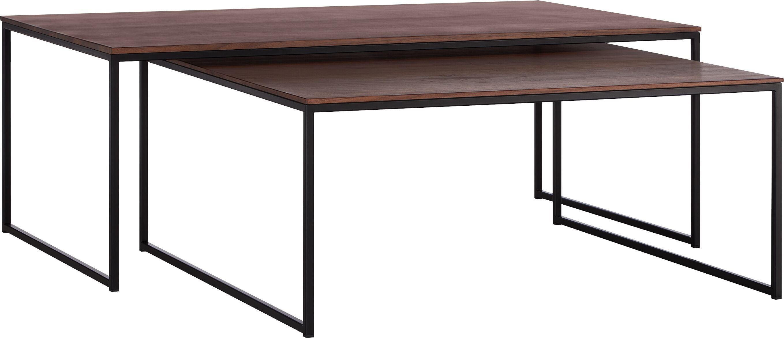 AVEA Salontisch - Nussbaum massiv / schwarz / B: 90.0 cm x T: 90.0 cm x H: 40.0 cm