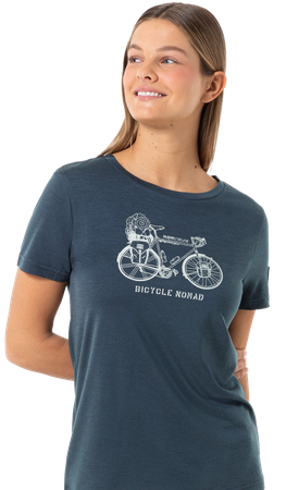 BICYCLE NOMAD BIO Damen-Kurzarm-Merino-Shirt  blueberryfeather grey  S
